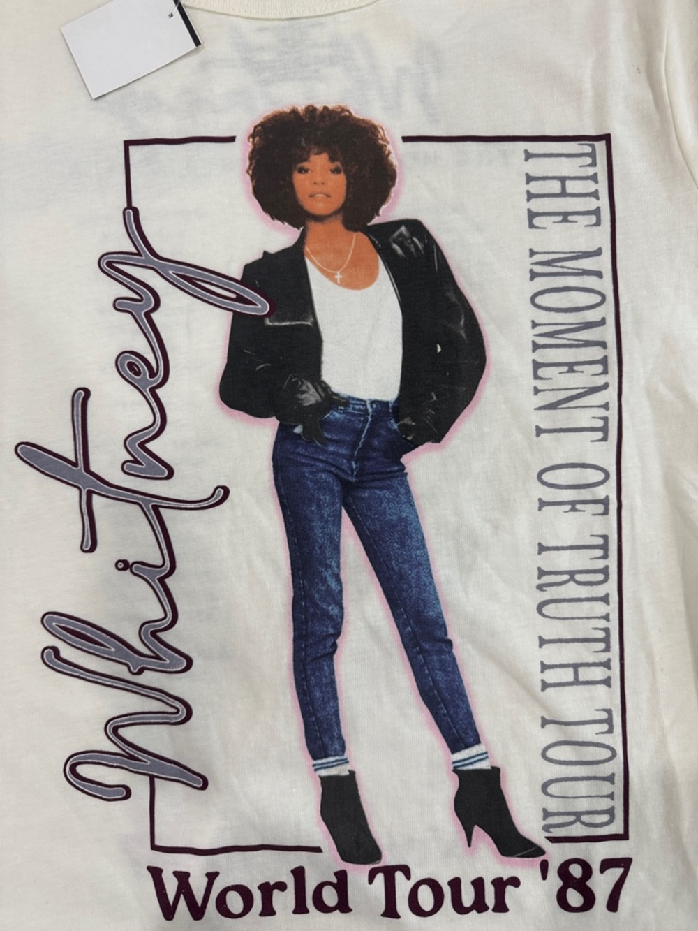 Whitney Houston 1987 Moment of Truth World Tour Graphic Tee NWT S